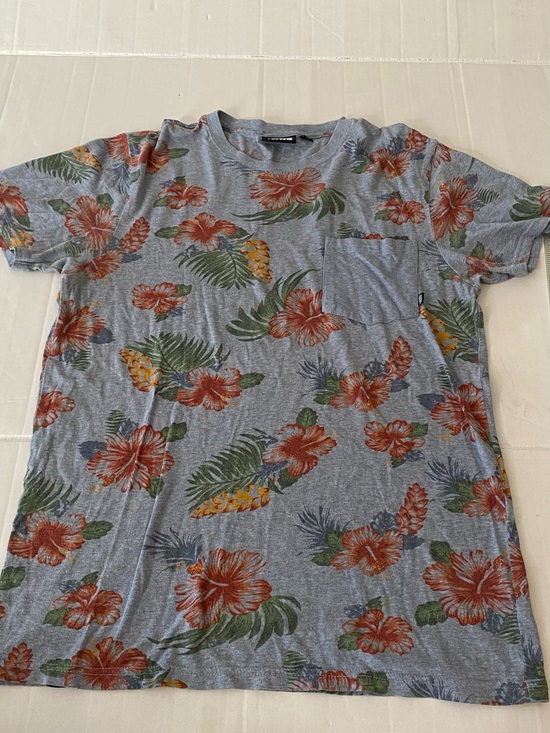 Vans Other - Vans Men's Floral Pocket T‑Shirt - Blue with Orange & Green Print Medium
